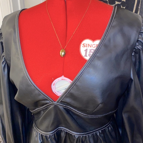 Staud Luna Vegan Leather Peplum Top - Picture 11 of 15